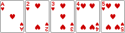 카드 A, 2, 3, 4, 5