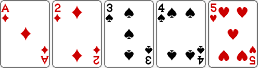 카드 A, 2, 3, 4, 5