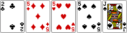 카드 2, 5, 5, 5, J
