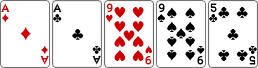 카드 A, A, 9, 9, 5