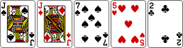 카드 J, J, 7, 5, 2