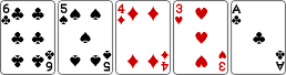 카드 6, 5, 4, 3, A