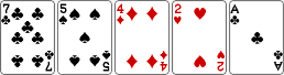 카드 7, 5, 4, 2, A