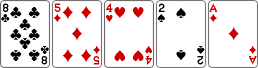 카드 8, 5, 4, 2, A